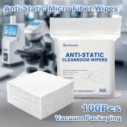 Anti-Static Microfiber cloths 9"x9"(100 Pcs,200GSM) | Lint Free Cloths,Reusable,Special ESD Protection Design is Suitable for Protecting Sensitive Electronic Components and Tools - size: 9" x 9" (Pack of 100)