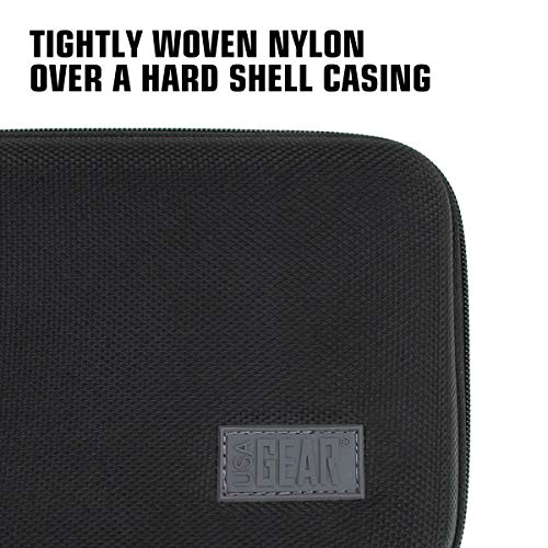 USA Gear Travel Electronics Organizer - Water Resistant Zipper Case, Hard Shell Exterior - 6.5 Inch Case Fits Chargers, Cables, Batteries, Earphones, Cords, Batteries, Power Bank & more - Black
