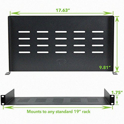 NavePoint Universal Rack Tray Vented Shelves 1U Black 10 Inches (250mm deep) No Lip - size: 10" Deep