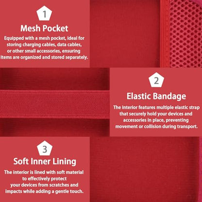 for JBL Go 5/4/3 Ultra Portable Speaker Hard Travel Case, Red | Protective Storage Bag with Mesh Pocket & Hand Strap, Shockproof EVA Carrying Box, Soft Lining - color: Red Case