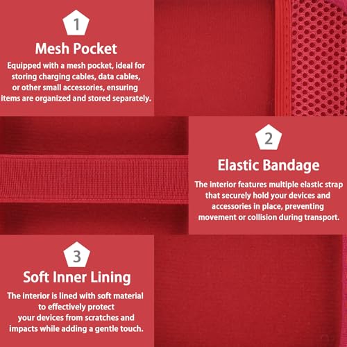 for JBL Go 5/4/3 Ultra Portable Speaker Hard Travel Case, Red | Protective Storage Bag with Mesh Pocket & Hand Strap, Shockproof EVA Carrying Box, Soft Lining - color: Red Case