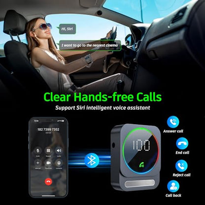Bluetooth Aux Adapter, SONRU Bluetooth 5.3 Receiver for Car, Wireless Audio Receiver for Car/Home Stereo/Wired Headphones/Speaker, Dual AUX Outputs, RCA AUX 3.5mm - color: Silver
