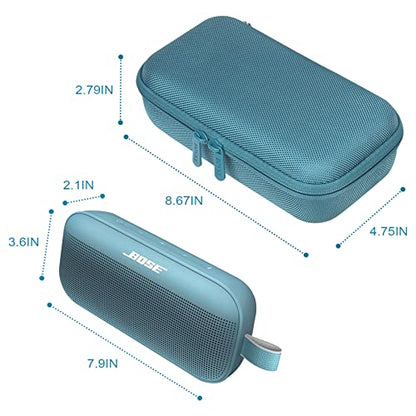 BOVKE Hard Travel Speaker Case for Bose New SoundLink Flex Speaker (2nd Gen) / Bose SoundLink Flex Bluetooth Portable Speaker, Extra Mesh Pocket for Bose Speaker Charger, Charging Cables, Stone Blue - color: Stone Blue