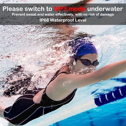 Bone Conduction Swimming Headphones, IP68 Waterproof Earbuds with 32GB MP3, Bluetooth 5.4 Open Ear Sport Earphones, Underwater Headphones for Swimming, Running, Cycling, Marathon-SurfAudio