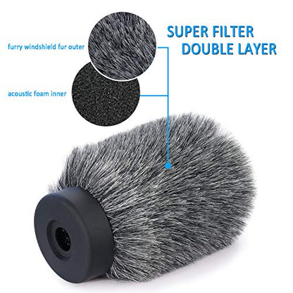 YOUSHARES NTG Furry Microphone Wind Shield - Windscreen/Windmuff for Rode VideoMic NTG and Microphones with Maximum Slot Length of 100mm (3.9") and Diameter of 18-24mm （Shag, Gray） - color: 01_Gray