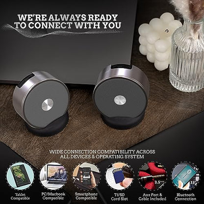 Stereo Bluetooth Speakers - Wireless Computer Speaker for Desktop Laptop PC for Boys & Girls Sister Brother Mom & Dad - Bluetooth Stereo Speakers Home Theater Gaming Rose Gold - color: Gold