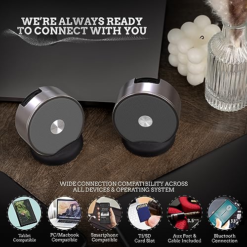 Stereo Bluetooth Speakers - Wireless Computer Speaker for Desktop Laptop PC for Boys & Girls Sister Brother Mom & Dad - Bluetooth Stereo Speakers Home Theater Gaming Rose Gold - color: Gold