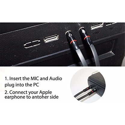 Headphones Y Cable Splitter Adapter 3.5mm Female to 2 Male Premium Gold-Plated Corrosion-Resistant Audio Mic Y Cable for Headset Connecting to PC