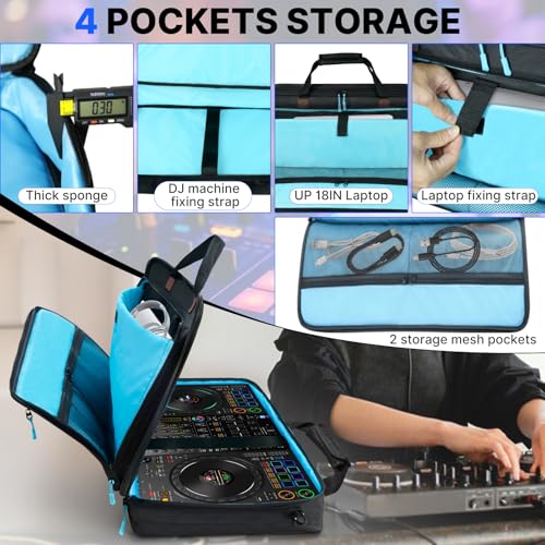 ORKELS DJ Controller Bag, Portable Padded DJ Travel Case with Storage Pocket, Compatible with Pioneer DDJ-400 SB3 SB2 RB FLX4 REV1 DJ2GO2 Party Mix - size: S-20.9''W x 4.1''D x12''W