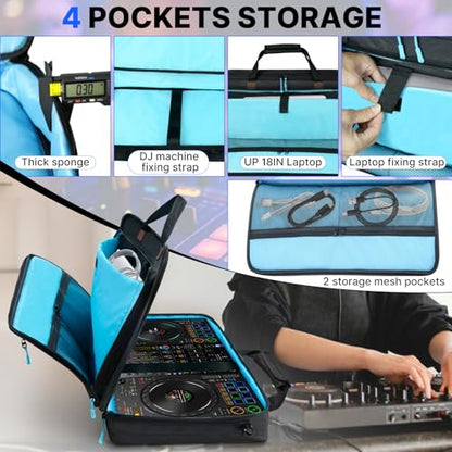 ORKELS DJ Controller Bag, Portable Padded DJ Travel Case with Storage Pocket, Compatible with Pioneer DDJ-400 SB3 SB2 RB FLX4 REV1 DJ2GO2 Party Mix - size: S-20.9''W x 4.1''D x12''W