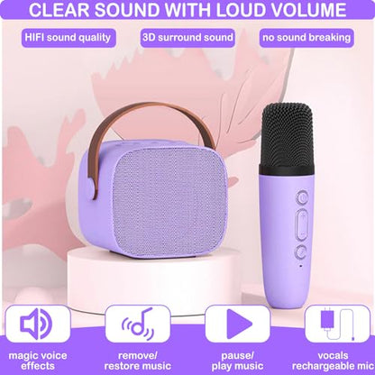 Mini Karaoke Machine for Kids & Adult, 4-12 Years Old Girls Christmas Birthday Gift, Karaoke Toys Gifts for Girls Ages 4, 5, 6, 7, 8, 9, 10, 12 +Year Old Birthday Party Light Purple - color: Light Purple