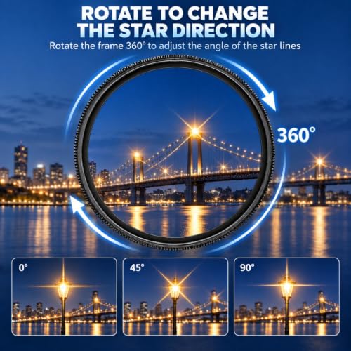 GREEN.L 62mm Star Filter Kit, 4/6/8 Point Rotatable Starburst Set - size: 62mm