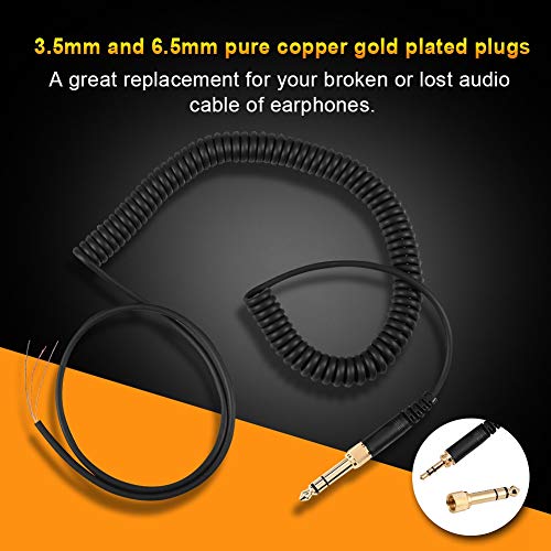 Coiled Audio Cable, 3.5mm Plug Jack Connector Earphones Audio Spring Wire Headphones Coil Cable for DT 770 770Pro 990 990Pro