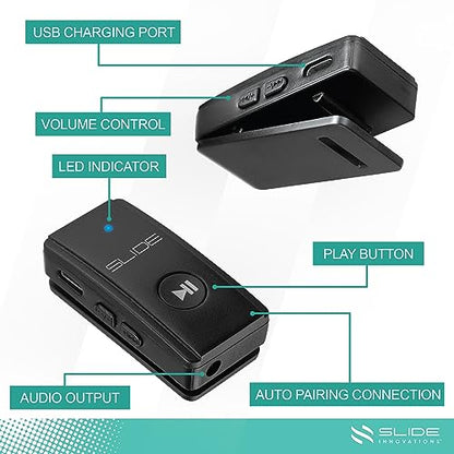 Bluetooth Lavalier Mic & Aux Adapter, Clip-On Wireless Microphone for Phone