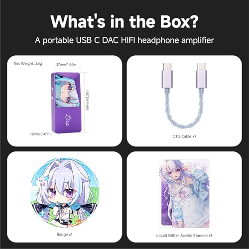 CVJ Lila USB C Headphone Amp DAC Dongle 3.5mm Jack Audio Portable Amplifier | Dual Output DSD 256, 4.4mm Balanced, High Res 32bit/384kHz, ES9039Q2M Chip for iPhone 15 Pro Max Plus iPad Android Phone - color: Purple