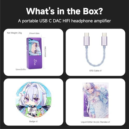 CVJ Lila USB C Headphone Amp DAC Dongle 3.5mm Jack Audio Portable Amplifier | Dual Output DSD 256, 4.4mm Balanced, High Res 32bit/384kHz, ES9039Q2M Chip for iPhone 15 Pro Max Plus iPad Android Phone - color: Purple