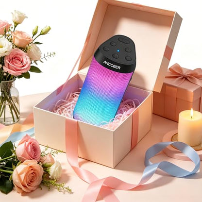Bluetooth Speaker, Portable Wireless, 20W HD Stereo Loud Sound, 8 Modes LED Light Show, 30H Playtime, IPX4 Waterproof, TWS Pairing, Built-in Mic, BT5.3, for Outdoor, Party, Travel, Home, Ideal Gifts