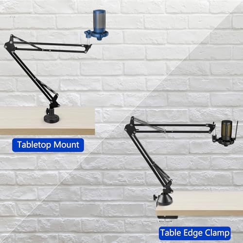 GEEKRIA for Creators Professional Microphone Boom Arm Compatible with Fifine K688, K669, K670B, Suspension Mic Stand, Adjustable Desk Mount Holder for Studio Recording, Podcast, 28.7" Reach