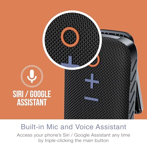 MEE Audio goSPKR Small Wearable Clip-on Bluetooth Speaker with IPX5 Water Resistance, Built-in Speakerphone with Microphone for Hands-Free Calls, Compact Design, Can Connect Up to 2 in Stereo (Black) - color: Black