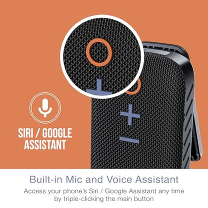 MEE Audio goSPKR Small Wearable Clip-on Bluetooth Speaker with IPX5 Water Resistance, Built-in Speakerphone with Microphone for Hands-Free Calls, Compact Design, Can Connect Up to 2 in Stereo (Black) - color: Black