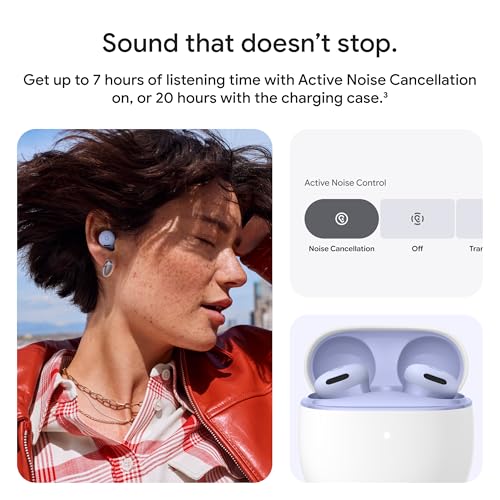Google Pixel Buds 2a - Wireless Bluetooth Earbuds - Fog | Active Noise Cancellation, transparency mode, comfortable fit, 20-hour battery, water resistant, help from Gemini - color: Fog
