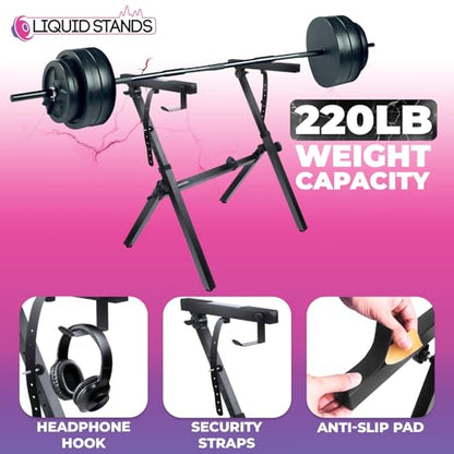 Liquid Stands Foldable Piano Keyboard Stand for 54-88 Key Z Style | Adjustable Heavy Duty Musical Stand Support for Kids and Adults, Portable for Digital Electric Music Keyboards - size: Foldable Z-Style