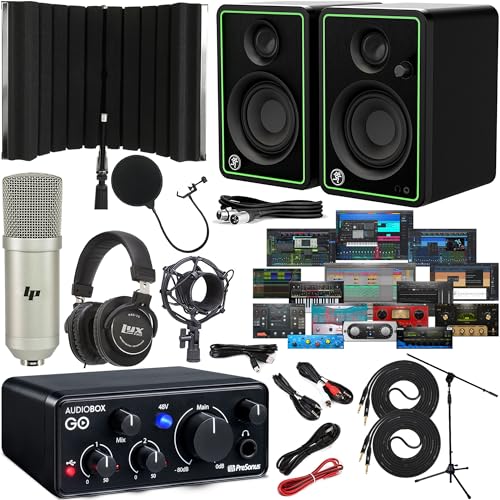 PreSonus AudioBox GO USB-C Audio Interface with Studio One Artist Software Pack & Isolation Recording Shield with CR3-X Studio Monitors