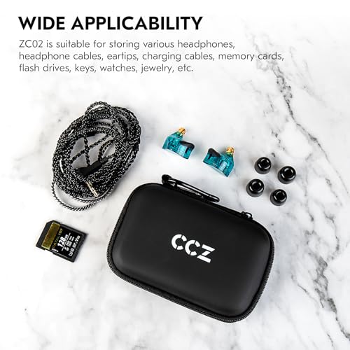 in Ear Monitor Case,CCZ ZC02 PRO EVA Leather Storage Box,Waterproof Earphone Storage Case,Travel Carrying Box,Earphone Storage Bag Suitable for ZS10 PRO/ZS10 PRO X/ZST (Black, 1PACK)