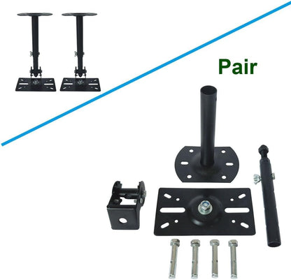 Speaker Wall Ceiling Mount Bracket w/Adjustable Swivel Tilt, Hold up to 66lbs, Retractable Telescopic Arm for Home Surround Sound System Bookshelf Satellite Speakers (2 Packs Black)