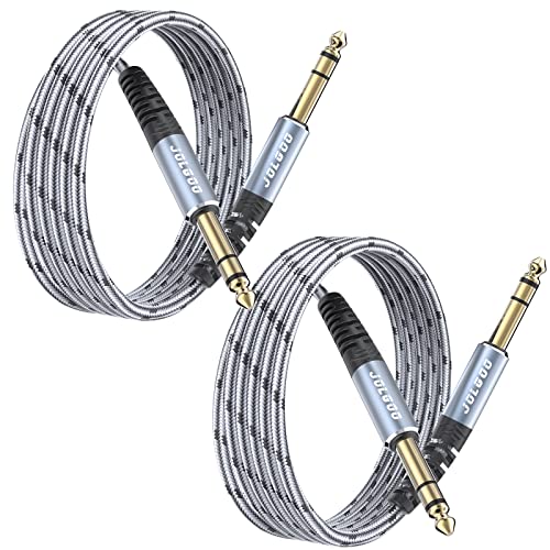JOLGOO 1/4 Inch TRS Instrument Cable 6.6ft 2-Pack, 1/4 Guitar Cable, 6.35 Balanced Interconnect Line for Electric Guitar, Bass, Keyboard, Mixer, Amplifier, Speaker, Electric Mandolin, pro Audio - color: Grey, size: 6.6 Feet, style: TRS Cable 2-Pack