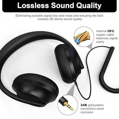 QC45 Coiled Audio Cable Compatible with Bose QuietComfort, QuietComfort Ultra, QC45, QC35, QC35 II, QC25, NC700 Headphones 2.5mm to 3.5mm Aux Cord with 6.35mm Adapter, 4ft-16ft (Black)