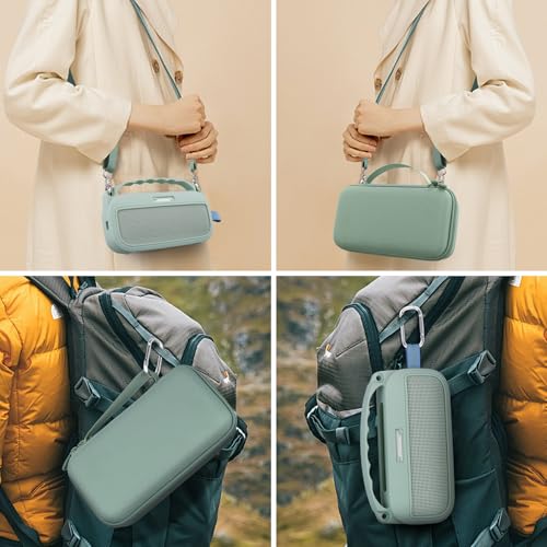 co2CREA Hard and Silicone Case for Bose SoundLink Flex 2/1, Alpine Sage | 2nd Gen Compatibility, Dual-Layer Protection, EVA Hard Shell, Silicone Cover, Adjustable Shoulder Strap, Aluminum Carabiner - color: Alpine Sage Case