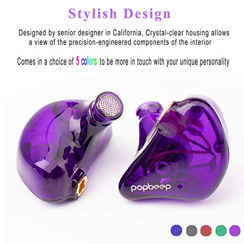 BASN Bsinger+PRO in Ear Monitor for Musicians with MMCX Replaceable Cables; Noise-Isolating and Universal-Fit (Purple) - color: Purple