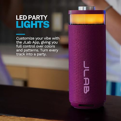 JLab, Go Party, Portable Bluetooth Speaker, Waterproof, RGB Lighting, LabSync, Mulberry - color: Mulberry
