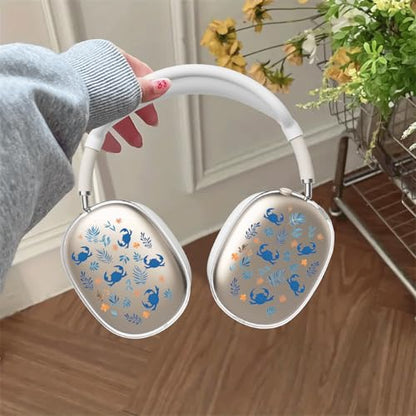 Cute Cartoon Marine Clear Case for Airpods Max Headphones Crab Waterweed Soft TPU Ear Cups Cover Anti-Scratch Silicone Ear Pad Protective Case Kawaii Headband Cover for Apple Airpods Max - color: Waterweed crab 04