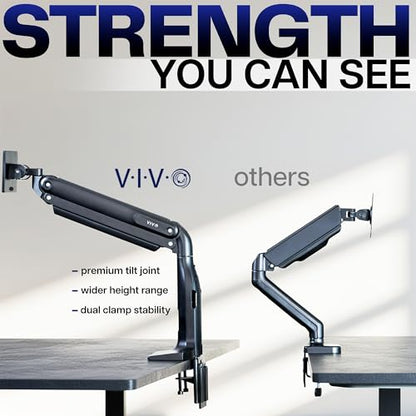VIVO Aluminum Ultrawide Monitor Stand, Classic + USB, Fits up to 49 inch Screens, Single Articulating Pneumatic Arm, USB Ports, C-Clamp and Grommet Desk Mount, Max VESA 200x100, Black, STAND-V100HU - style: Classic + USB
