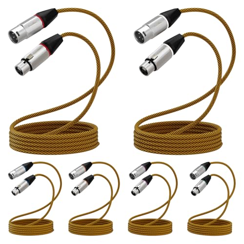 10ft XLR Cables 6 Pack, Durable Nylon Braided Male to Female Microphone Cable,Cord for Recording Mixer Amplifie Speaker, OFC Shielded and Balanced XLR - size: 10 Feet, style: 6 Pack