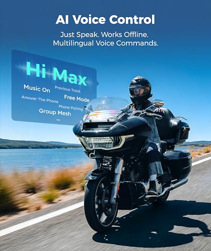 ASMAX F1s Motorcycle Bluetooth Headset with Smart Voice Control, 1 Pack | 10-Rider Mesh Helmet Intercom, ENC Noise Cancellation, APP OTA, IP67 Waterproof, 5mi Long-Range Communication, Snowmobile/Ski - color: F1s Black-1 Pack