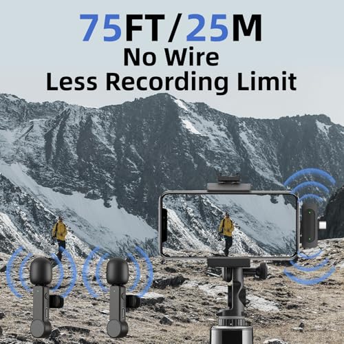 NPTCL Wireless Mini Lavalier Microphone for iPhone Android Video Recording | Noise Cancelling Mini Mic, 75ft Transmission, 8 Hour Battery Life for Content Creator, Vlogger, Youtuber, Podcaster - style: 03 iPhone & Android