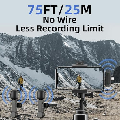 NPTCL Wireless Mini Lavalier Microphone for iPhone Android Video Recording | Noise Cancelling Mini Mic, 75ft Transmission, 8 Hour Battery Life for Content Creator, Vlogger, Youtuber, Podcaster - style: 03 iPhone & Android