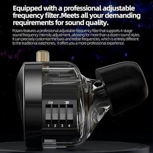 CCA Polaris 4 Tone Adjustable in Ear Monitor Headphones, High-Sensitivity Dual-Cavity Dynamic Driver IEM Earphones, HiFi Stereo Gaming Earbuds with 2pin Detachable Cable - size: With Mic