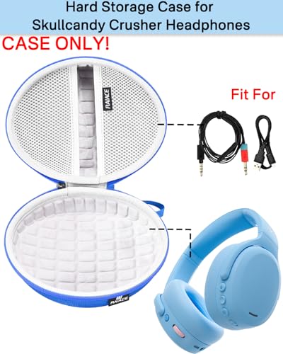 Hard Travel Carrying Case Compatible with Skullcandy Crusher Over-Ear Headphones. (Case Only, Not Include The Device) (Blue) - color: Blue
