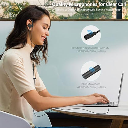 USB-A Wired Single Earbud (Right) with Boom Mic for Call & Conference | USB Wired Headphone with Bendable Boom Mic for Laptop and Desktop, Ideal for Conference, Calling, Working & Gaming, 5.9 ft