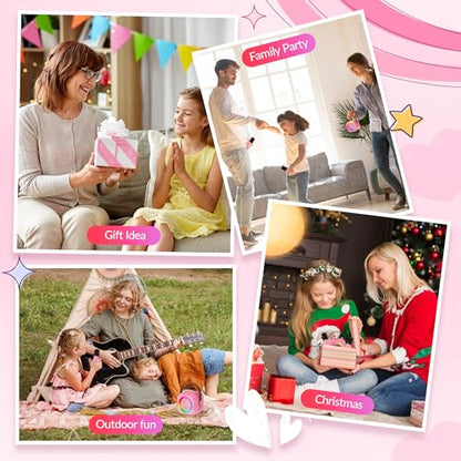 Mini Karaoke Machine with 2 Wireless Microphones for Kids Adults,Portable Bluetooth Karaoke Speaker with Party Lights,Christmas Birthday Gifts for Girls Ages 4, 5, 6,7, 8, 9, 10,12+ Family Home Party - color: Hotpink