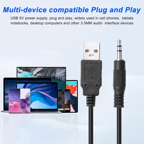 XMSJSIY Mini Computer Speaker for Desktop PC 3.5mm TRS Input -1.2M/3.9FT | with Volume Control USB Powered Stereo Hidden Type Small Speakers for PC Laptop Phone Notebook - 1 Pair