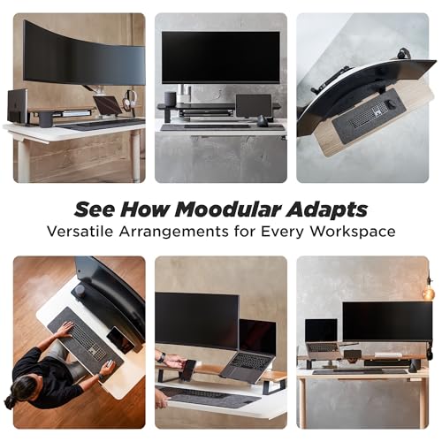 Moodular Phone Stand Add-On for MagSafe & Rails, Do Not Use Alone | Accessory Only, Charger Not Included, Ergonomic Viewing Angle, Flexible Positioning, Wood & Steel Design, Black, MSA-MS