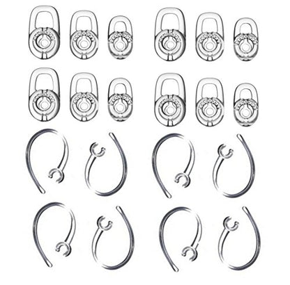 Zotech Earbud Gel & Ear Hook for Plantronics, 12 Pcs (Small/Medium/Large) Clear Replacement Eargel & 8 Pcs Clear Ear Hook, Fit for Plantronics M155 M165 M1100 M100 M55 M28 M25 Voyager Edge
