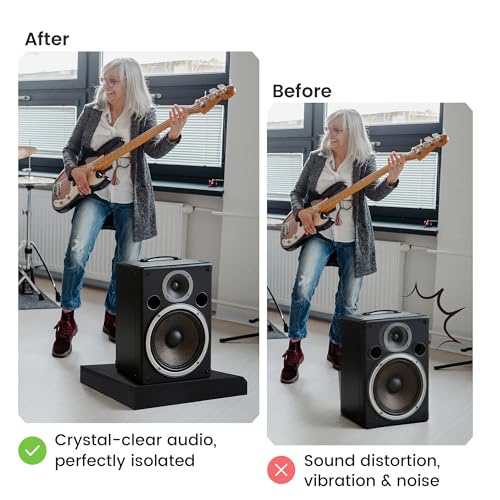 Speaker Isolation Pads, Foam Studio Monitor Isolation Pads for 8-10 Inch Monitors, Acoustic Noise Reduction Riser Platform for Studio Monitor, Subwoofer, Loudspeaker, 16.5"x15"x2.5", Black