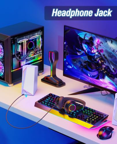 LENRUE Computer Speakers, USB/USB-C Powered AUX Audio for PC Speakers with Loud Stereo Sound, Headphone-in, Touch Lights for Desktop, Computer, Laptop, Desk（USB-C to USB Adapter Included - color: Purple