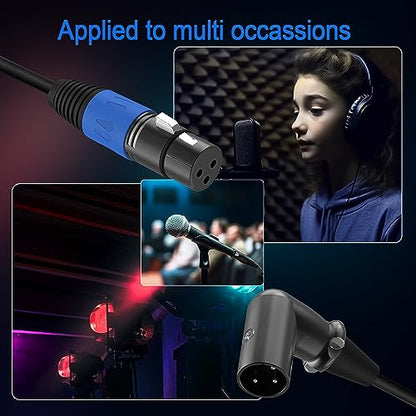 LanSenSu Right Angle XLR to Straight XLR Plug Cable, 90-Degree Male to Straight Male Balanced Cord 3-Pin to 3-Pin, (Right Angle -Male-0.5FT, 2Pack) - style: Right Angle -Male-0.5FT